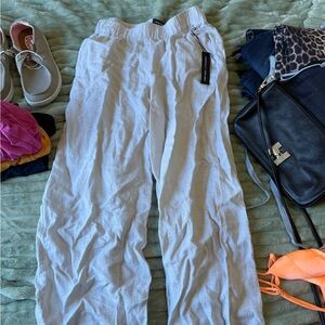 Tahari White Linen Pants